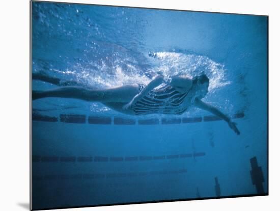 Underwater Shot of Debbie Meyer Swimming at the Summer Olympics-null-Mounted Premium Photographic Print