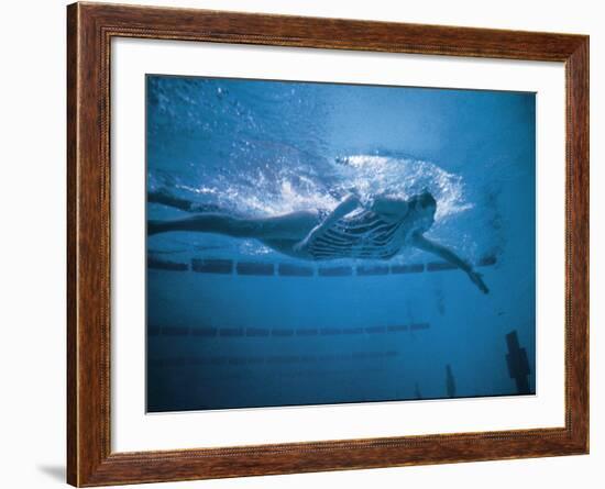 Underwater Shot of Debbie Meyer Swimming at the Summer Olympics-null-Framed Premium Photographic Print