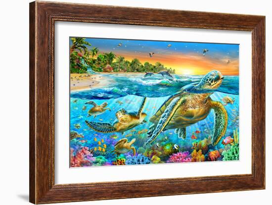 Underwater Turtles-Adrian Chesterman-Framed Art Print