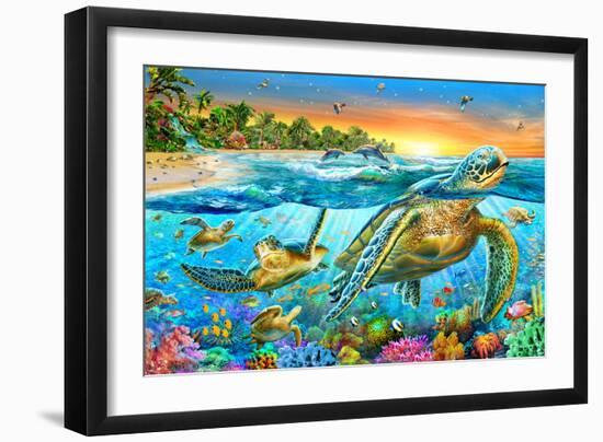 Underwater Turtles-Adrian Chesterman-Framed Art Print