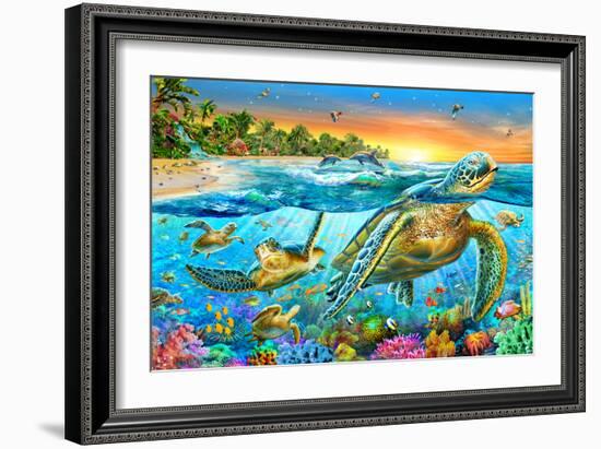 Underwater Turtles-Adrian Chesterman-Framed Art Print