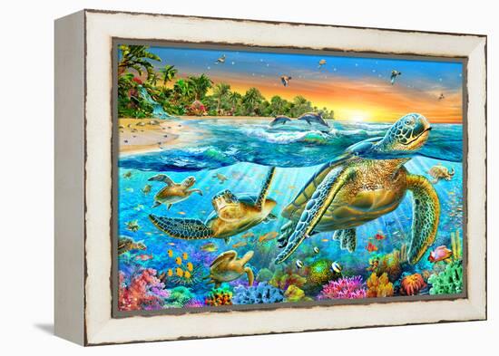 Underwater Turtles-Adrian Chesterman-Framed Stretched Canvas