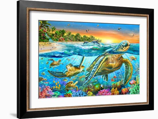 Underwater Turtles-Adrian Chesterman-Framed Premium Giclee Print