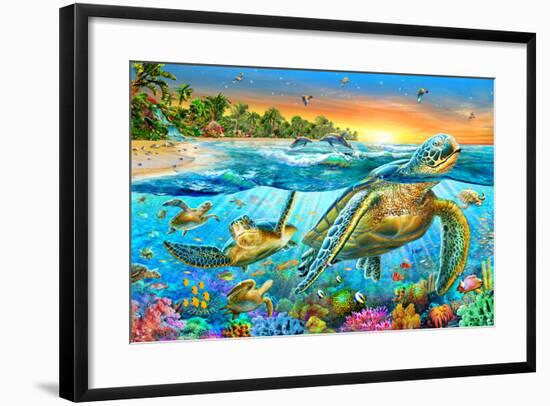 Underwater Turtles-Adrian Chesterman-Framed Art Print