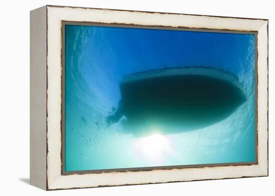 Underwater View of a Boat Hull Through the Waters of Florida Bay-James White-Framed Premier Image Canvas