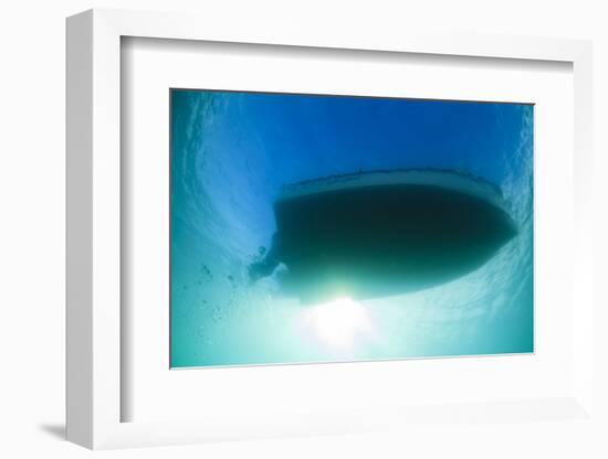 Underwater View of a Boat Hull Through the Waters of Florida Bay-James White-Framed Photographic Print
