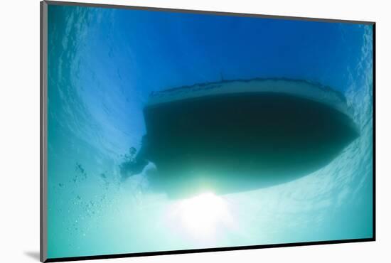 Underwater View of a Boat Hull Through the Waters of Florida Bay-James White-Mounted Photographic Print