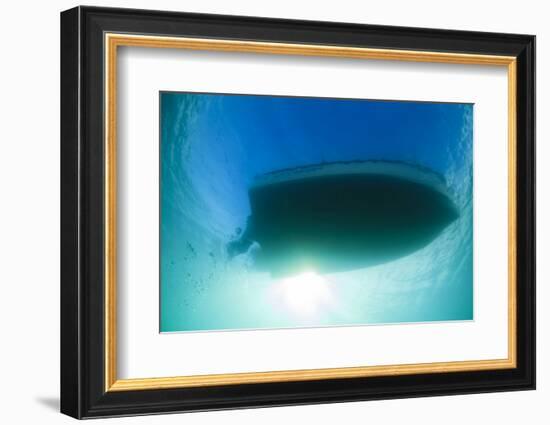 Underwater View of a Boat Hull Through the Waters of Florida Bay-James White-Framed Photographic Print