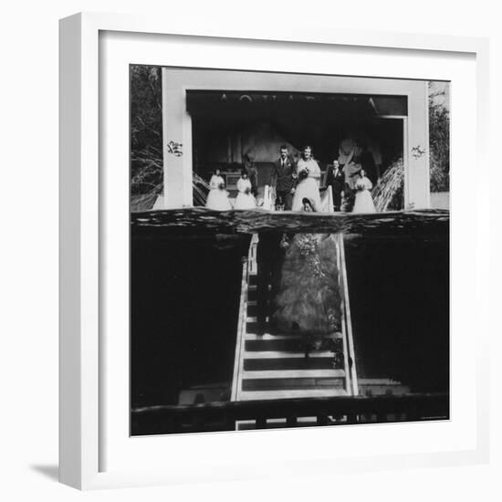 Underwater Wedding, with Bob Smith and His Soon to Be Wife Mary Beth Sanger-John Dominis-Framed Photographic Print