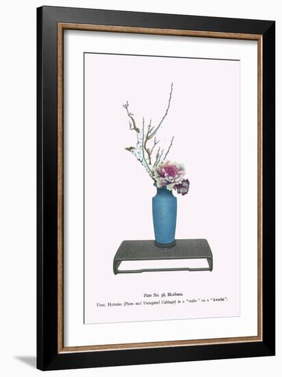 Une And Habotan (Plum & Variegated Cabbage) In a Tsubo-Josiah Conder-Framed Art Print