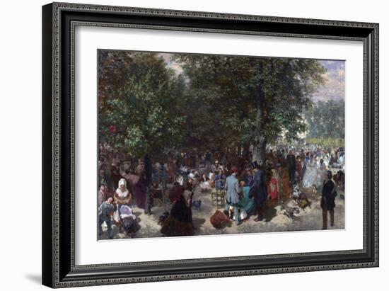 Une Apres-Midi Au Jardin Des Tuileries, Paris  Peinture D'adolph Friedrich Von Menzel (1815-1905)-Adolph Friedrich Erdmann von Menzel-Framed Giclee Print