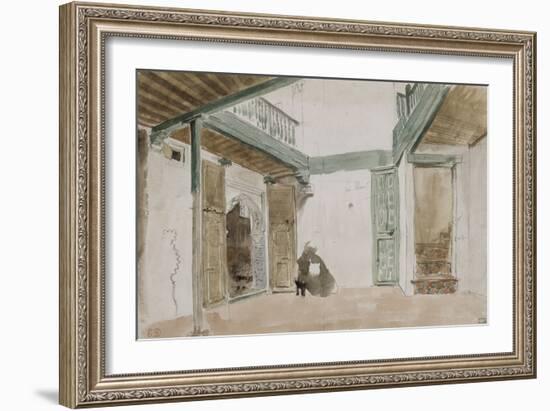 Une cour à Tanger ; 1832-Eugene Delacroix-Framed Giclee Print