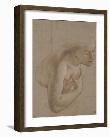 Une demi-figure de femme nue, tournée à droite, une main sur la droite-Antoine Coypel-Framed Giclee Print