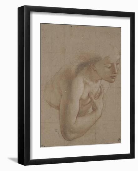 Une demi-figure de femme nue, tournée à droite, une main sur la droite-Antoine Coypel-Framed Giclee Print