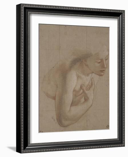 Une demi-figure de femme nue, tournée à droite, une main sur la droite-Antoine Coypel-Framed Giclee Print