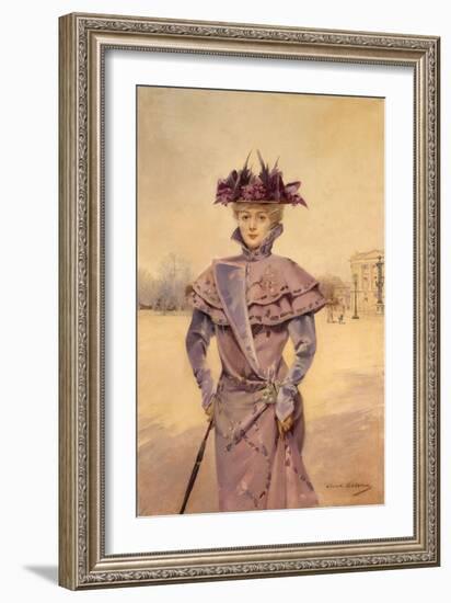 Une élégante, place de la Concorde, vers 1894-Louise Abbema-Framed Giclee Print