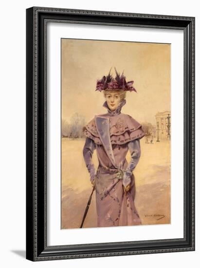 Une élégante, place de la Concorde, vers 1894-Louise Abbema-Framed Giclee Print