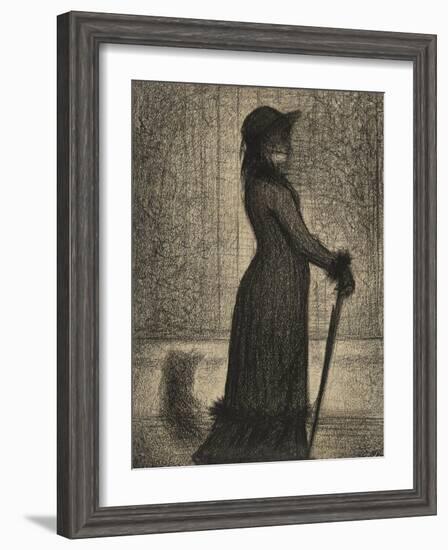 Une Elegante, Woman Strolling, c.1884-Georges Pierre Seurat-Framed Giclee Print