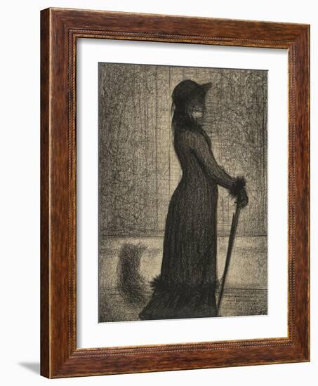 Une Elegante, Woman Strolling, c.1884-Georges Pierre Seurat-Framed Giclee Print