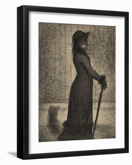 Une Elegante, Woman Strolling, c.1884-Georges Pierre Seurat-Framed Giclee Print