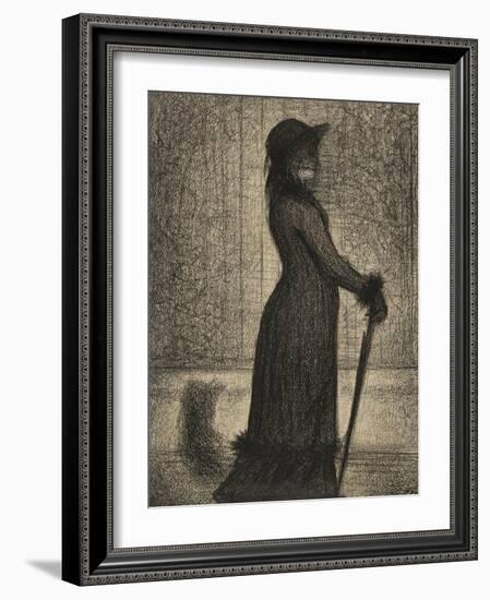 Une Elegante, Woman Strolling, c.1884-Georges Pierre Seurat-Framed Giclee Print