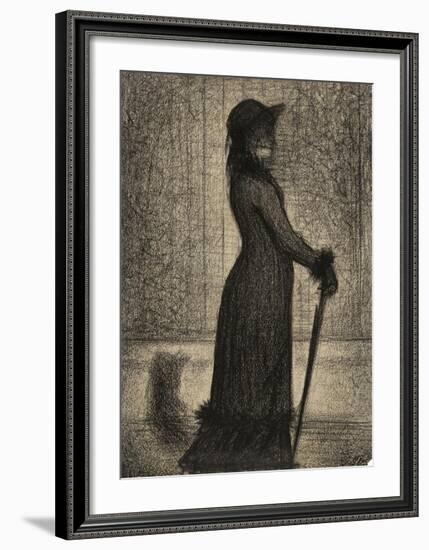 Une elegante (Woman Strolling)-Georges Seurat-Framed Art Print