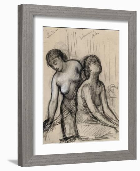 Une femme coiffant, une femme assise-Pierre Puvis de Chavannes-Framed Giclee Print