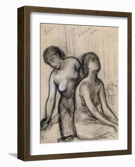 Une femme coiffant, une femme assise-Pierre Puvis de Chavannes-Framed Giclee Print