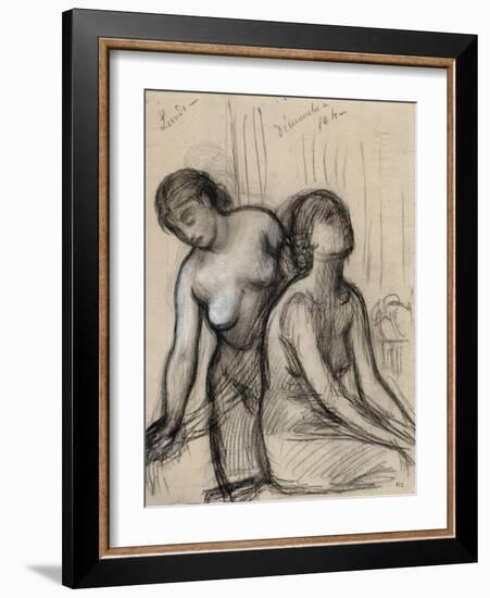 Une femme coiffant, une femme assise-Pierre Puvis de Chavannes-Framed Giclee Print