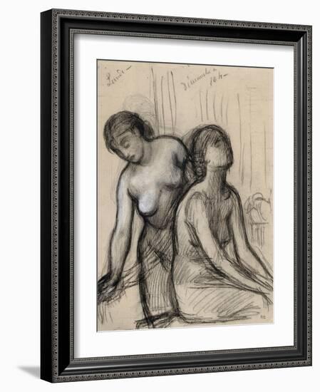 Une femme coiffant, une femme assise-Pierre Puvis de Chavannes-Framed Giclee Print