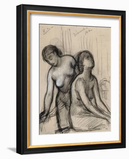 Une femme coiffant, une femme assise-Pierre Puvis de Chavannes-Framed Giclee Print