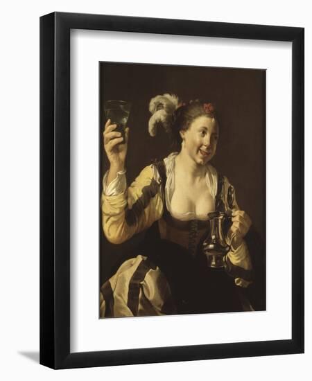 Une Fille Tenat Un Verre ( Le Gout, Serie Des Cinq Sens) - A Girl Holding a Glass (Taste. from the-Hendrick Jansz Terbrugghen-Framed Giclee Print