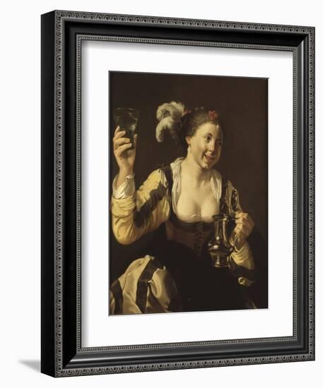 Une Fille Tenat Un Verre ( Le Gout, Serie Des Cinq Sens) - A Girl Holding a Glass (Taste. from the-Hendrick Jansz Terbrugghen-Framed Giclee Print