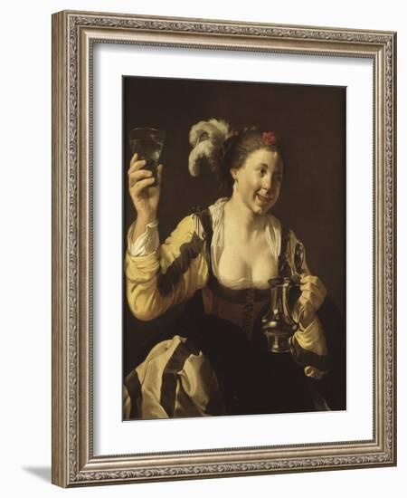 Une Fille Tenat Un Verre ( Le Gout, Serie Des Cinq Sens) - A Girl Holding a Glass (Taste. from the-Hendrick Jansz Terbrugghen-Framed Giclee Print