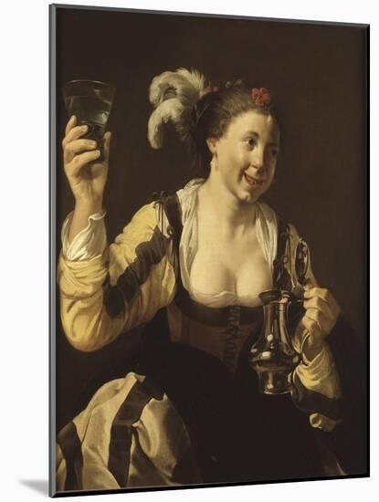 Une Fille Tenat Un Verre ( Le Gout, Serie Des Cinq Sens) - A Girl Holding a Glass (Taste. from the-Hendrick Jansz Terbrugghen-Mounted Giclee Print