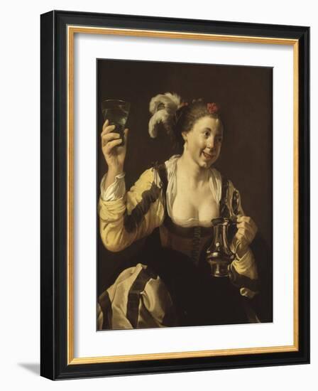 Une Fille Tenat Un Verre ( Le Gout, Serie Des Cinq Sens) - A Girl Holding a Glass (Taste. from the-Hendrick Jansz Terbrugghen-Framed Giclee Print