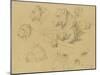 Une lionne couchée et sept études de sa tête-Rosa Bonheur-Mounted Giclee Print
