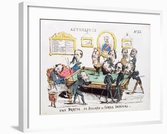 Une Partie de Billard au Cercle Imperial', Caricature of Second Empire Society, 1870-null-Framed Giclee Print