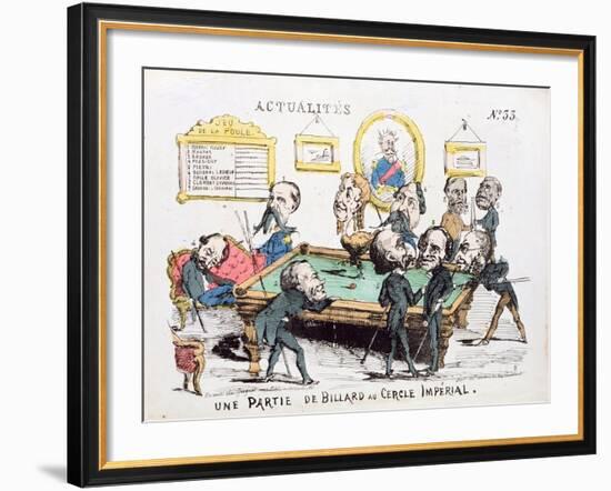 Une Partie de Billard au Cercle Imperial', Caricature of Second Empire Society, 1870-null-Framed Giclee Print