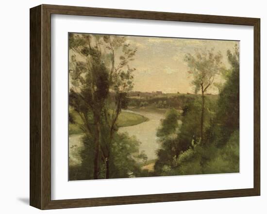 Une Rivière Vue de Haut Entre les Arbres, 1865-Jean Baptiste Camille Corot-Framed Giclee Print