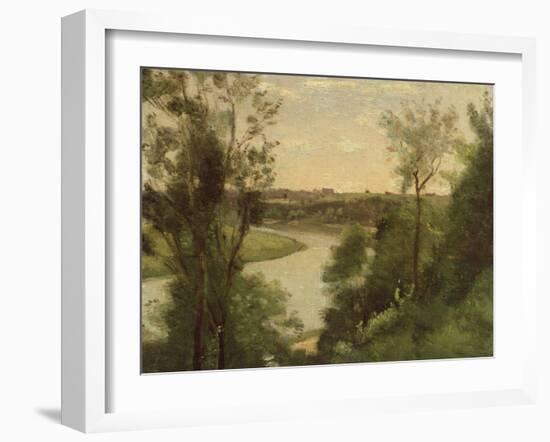 Une Rivière Vue de Haut Entre les Arbres, 1865-Jean Baptiste Camille Corot-Framed Giclee Print