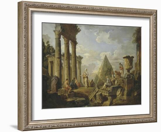 Une Sibylle prêchant dans des ruines-Giovanni Paolo Pannini-Framed Giclee Print