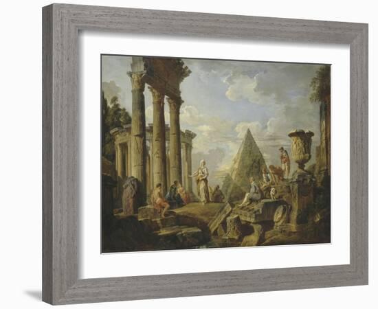 Une Sibylle prêchant dans des ruines-Giovanni Paolo Pannini-Framed Giclee Print