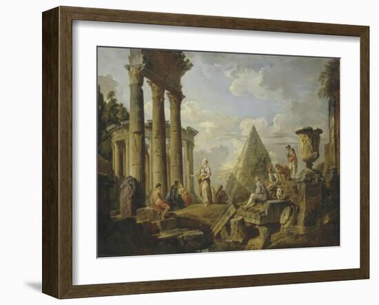 Une Sibylle prêchant dans des ruines-Giovanni Paolo Pannini-Framed Giclee Print