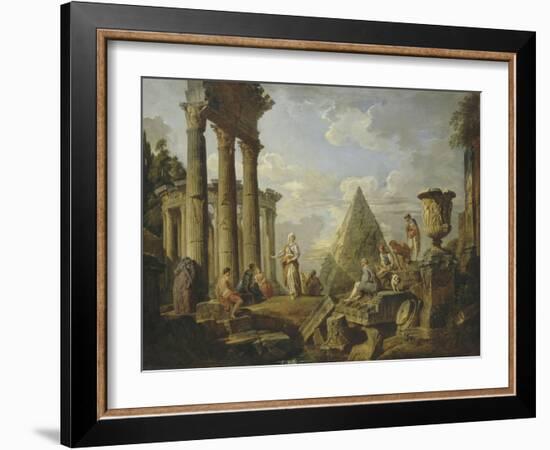 Une Sibylle prêchant dans des ruines-Giovanni Paolo Pannini-Framed Giclee Print