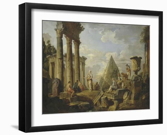 Une Sibylle prêchant dans des ruines-Giovanni Paolo Pannini-Framed Giclee Print