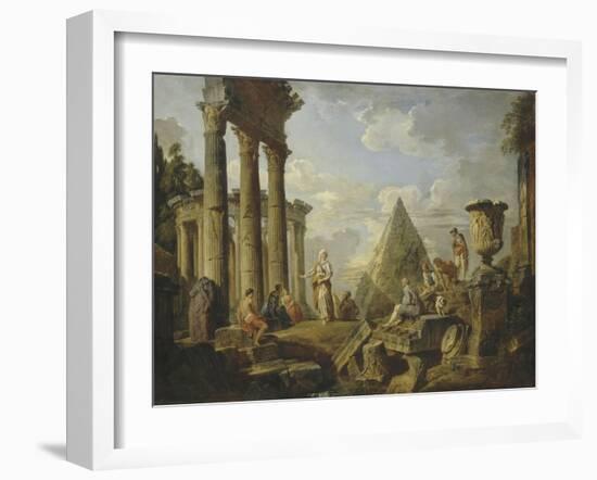 Une Sibylle prêchant dans des ruines-Giovanni Paolo Pannini-Framed Giclee Print