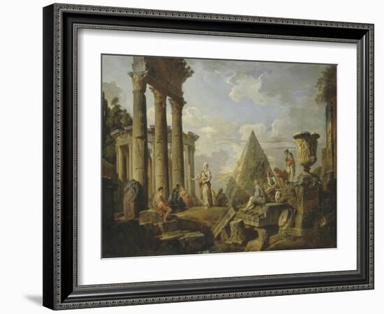 Une Sibylle prêchant dans des ruines-Giovanni Paolo Pannini-Framed Giclee Print