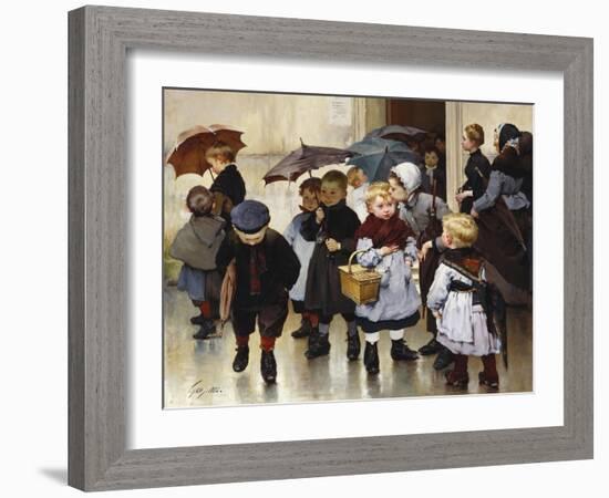 Une Sortie De Classe-Henri Jules Geoffroy-Framed Giclee Print