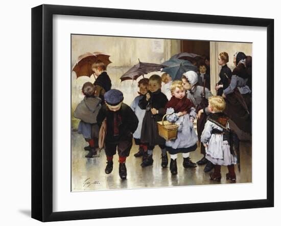 Une Sortie De Classe-Henri Jules Geoffroy-Framed Giclee Print